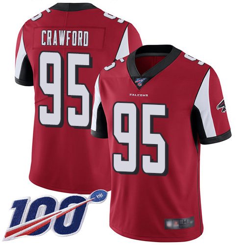 Atlanta Falcons Limited Red Men Jack Crawford Home Jersey NFL Football #95 100th Season Vapor Untouchable